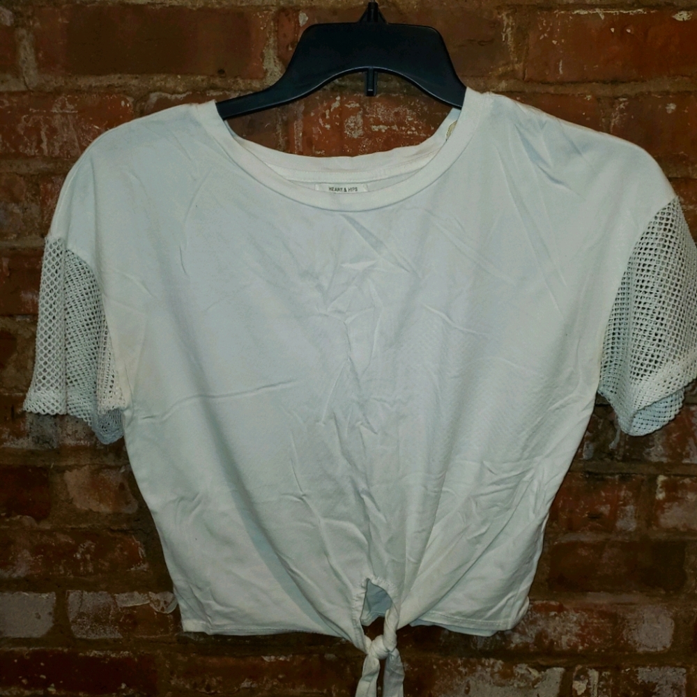 Women Junior's white crop top, Large